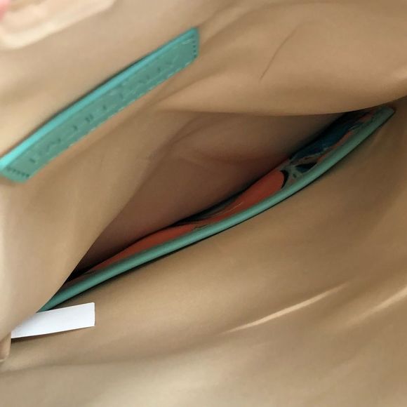 Rachel Pally Reversible Palm Print Turquoise Faux Leather Foldover Clutch - Picture 6 of 9